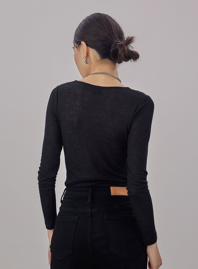 氣質扭結V領長袖上衣